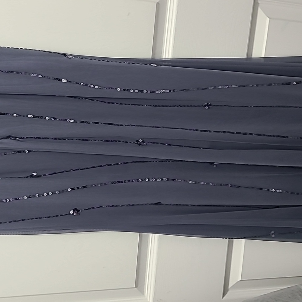 Adrianna Papell Women's Formal Dress Size 6 Dusty‎ Blue Beaded Short Sleeve Gown - Picture 14 of 17